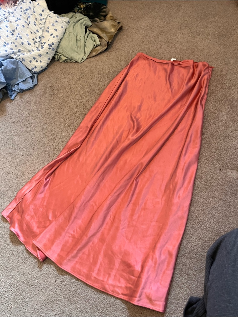 Pink satin skirt